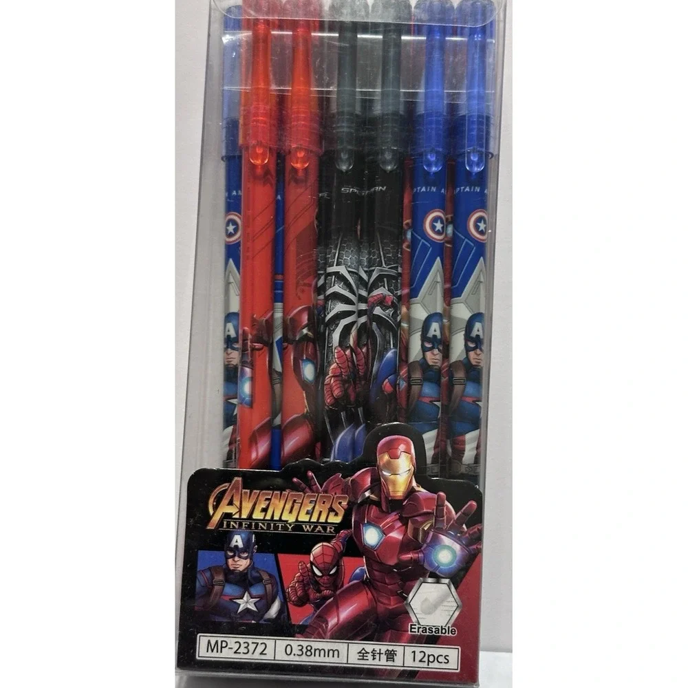 Avengers: Erasable Gel Pen set Infinity War 12 pieces of .38mm fine tip blue ink